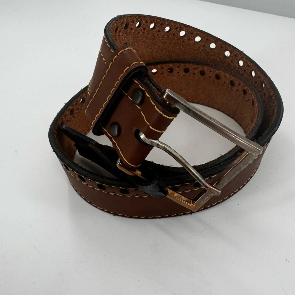 Vintage Grants Young Mens Classic Brown Leather Buckle Belt Size 30  New‎